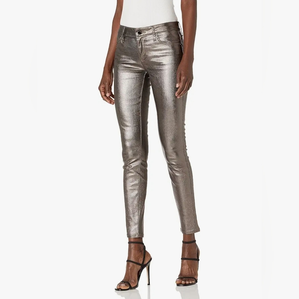 Guess High Gloss Metallic Pewter Mid Rise "Sexy Curve" Jeans- SZ 26